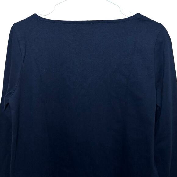 NWT J Crew Mercantile Womens Gingham Faux Layered Boatneck Top Navy Blue Size XS - Picture 8 of 10